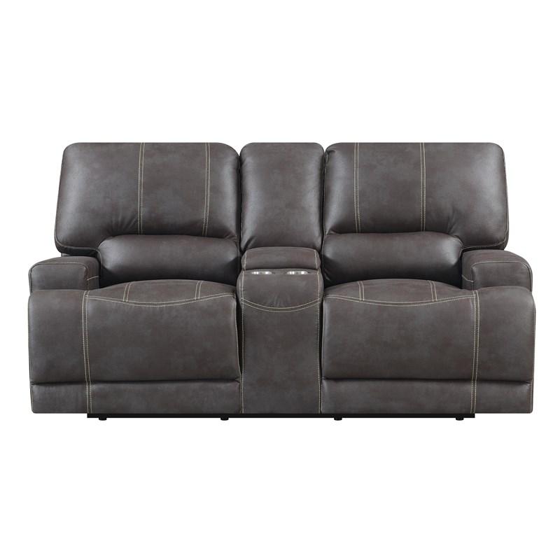 Emerald Home Furnishings Highland U8058-21-05 Power Console Loveseat - Brown