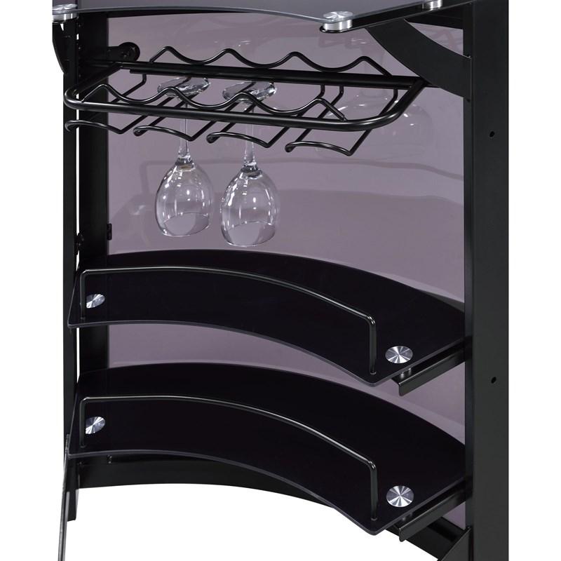 Large Picture of Coaster Furniture Dallas 182135 2-shelf Curved Freestanding Home Bar Cabinet - Black