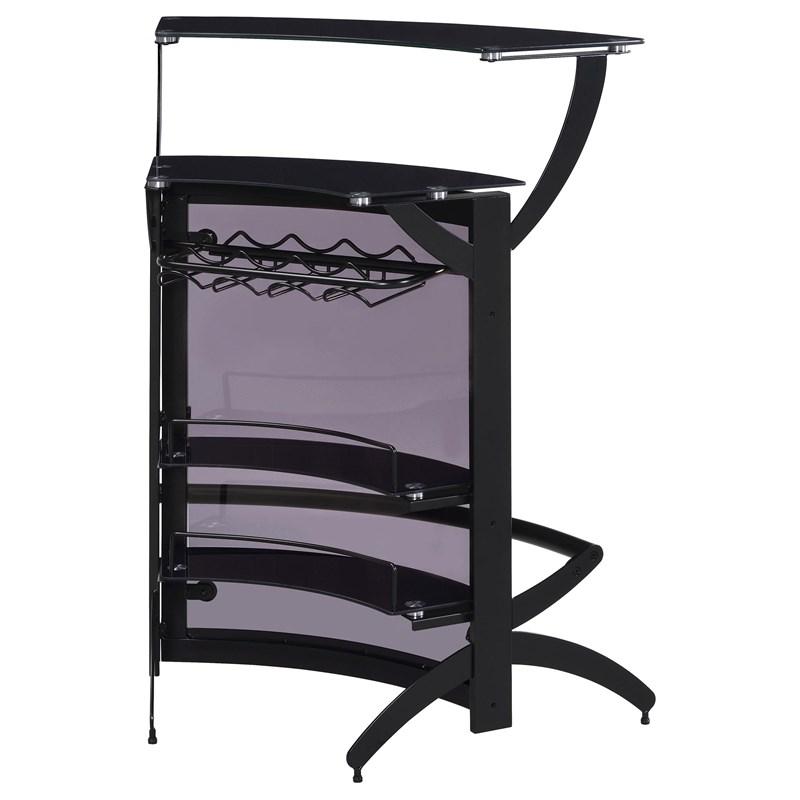 Large Picture of Coaster Furniture Dallas 182135 2-shelf Curved Freestanding Home Bar Cabinet - Black