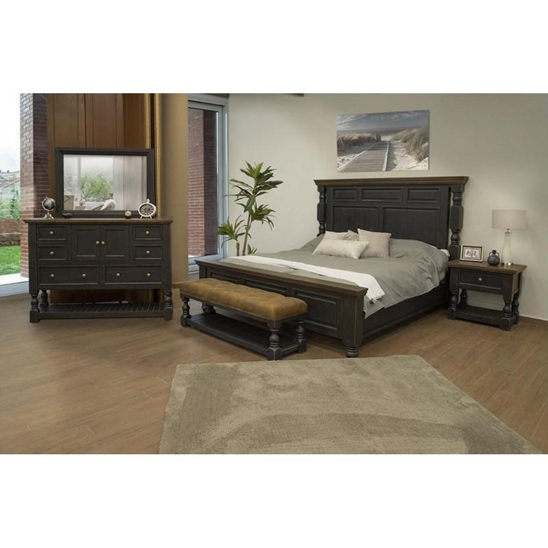Large Picture of International Furniture Direct Stone Black IFD4791 Queen Panel Bed