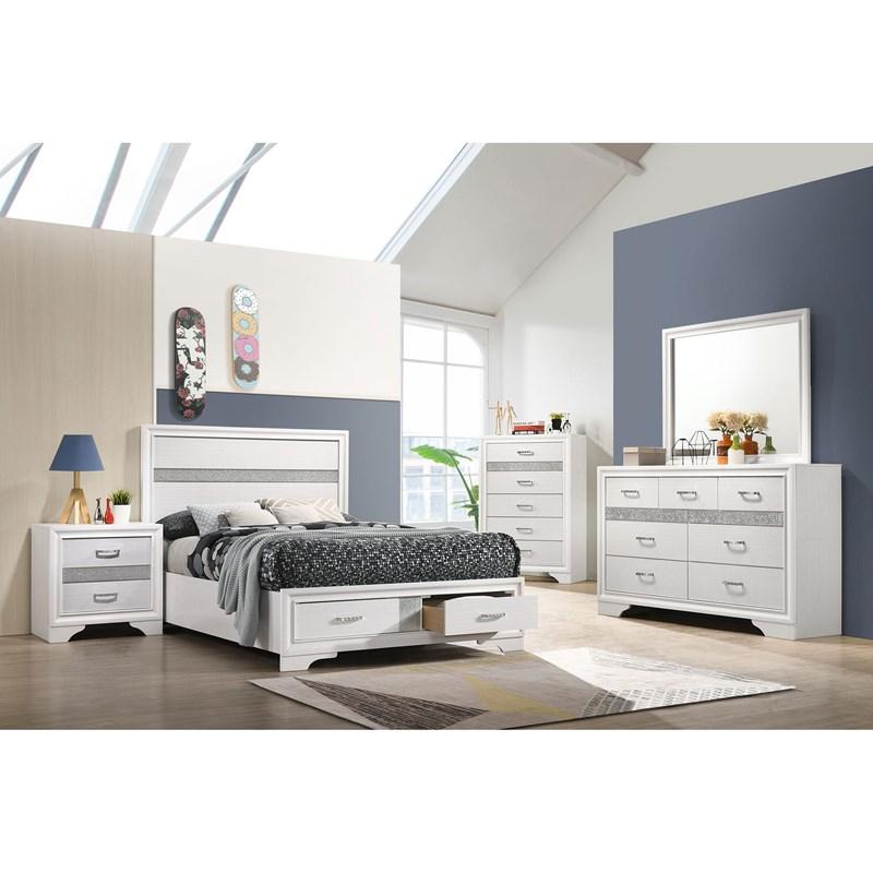 Large Picture of Coaster Furniture Miranda 205111F 51-inch Wood Full Storage Panel Bed - White