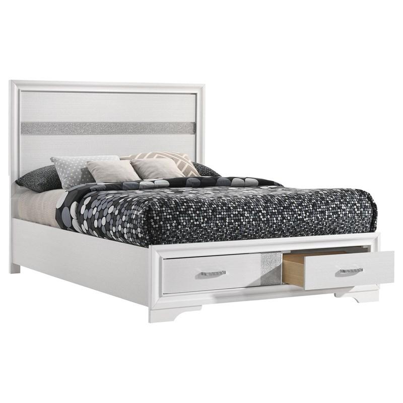 Large Picture of Coaster Furniture Miranda 205111F 51-inch Wood Full Storage Panel Bed - White