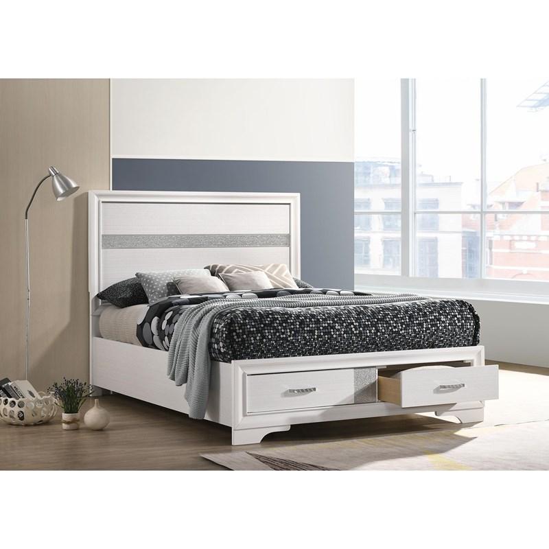 Large Picture of Coaster Furniture Miranda 205111F 51-inch Wood Full Storage Panel Bed - White