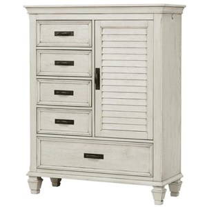 Coaster Furniture Franco 205338 5-Drawer Door Chest - Distressed White (Chests - 5 Drawers)