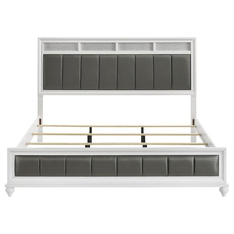 Large Picture of Coaster Furniture Barzini 205891KE Wood Eastern King Panel Bed - White