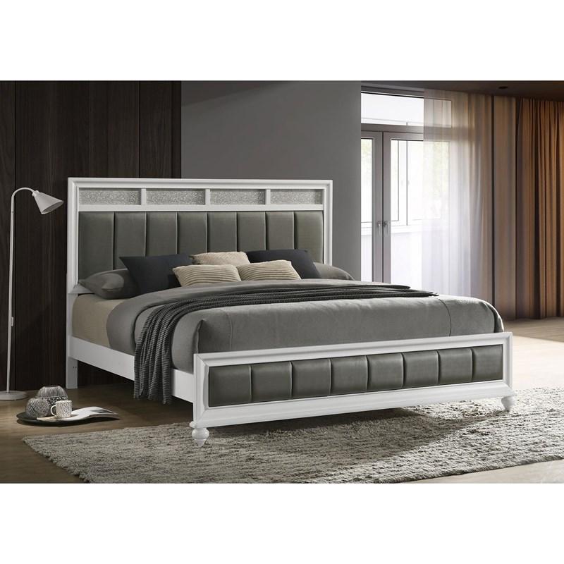 Large Picture of Coaster Furniture Barzini 205891KE Wood Eastern King Panel Bed - White