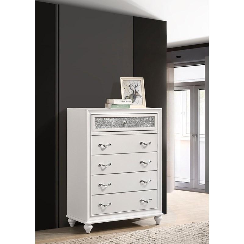 Large Picture of Coaster Furniture Barzini 205895 5-Drawer Bedroom Chest - White
