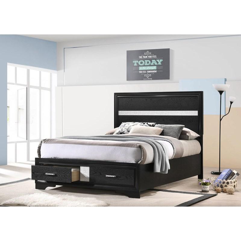 Large Picture of Coaster Furniture Miranda 206361F 51-inch Wood Full Storage Panel Bed - Black