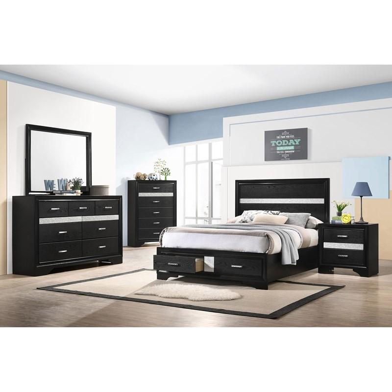 Large Picture of Coaster Furniture Miranda 206361F 51-inch Wood Full Storage Panel Bed - Black