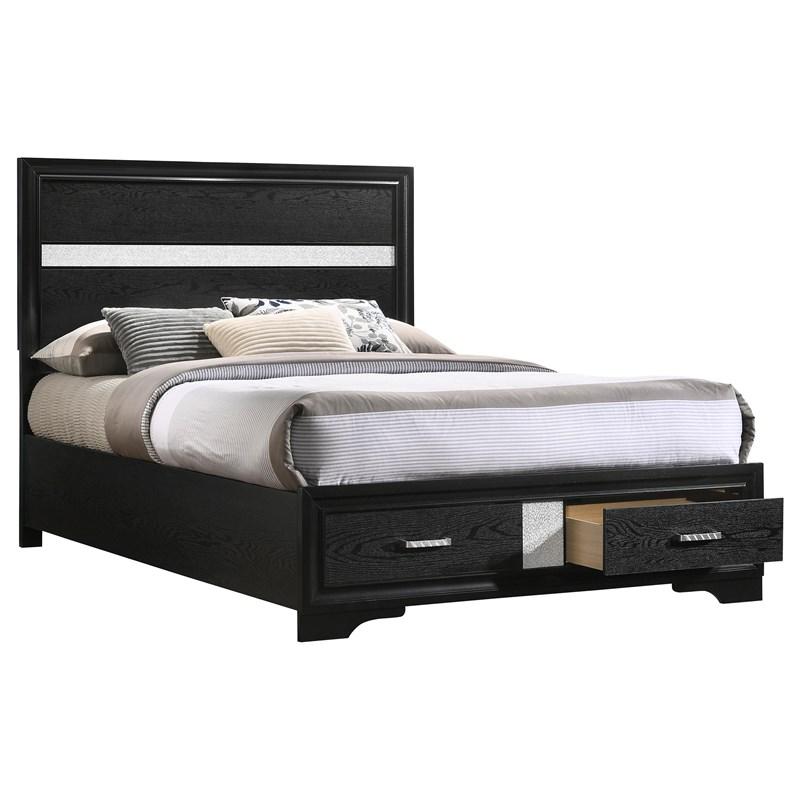 Large Picture of Coaster Furniture Miranda 206361F 51-inch Wood Full Storage Panel Bed - Black