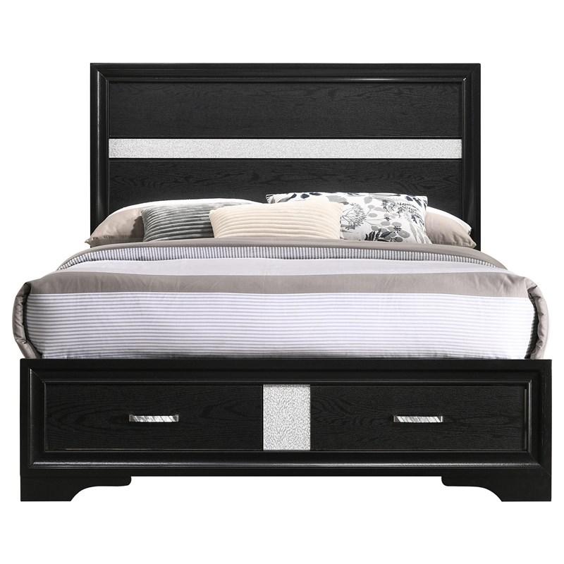Large Picture of Coaster Furniture Miranda 206361F 51-inch Wood Full Storage Panel Bed - Black