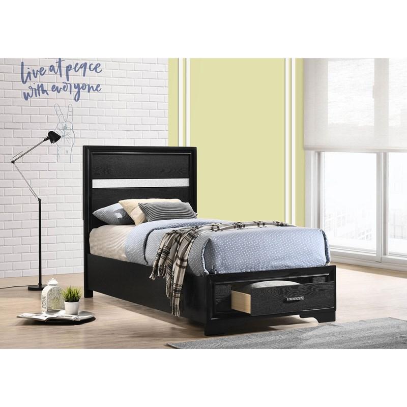 Large Picture of Coaster Furniture Miranda 206361T 51-inch Wood Twin Storage Panel Bed - Black