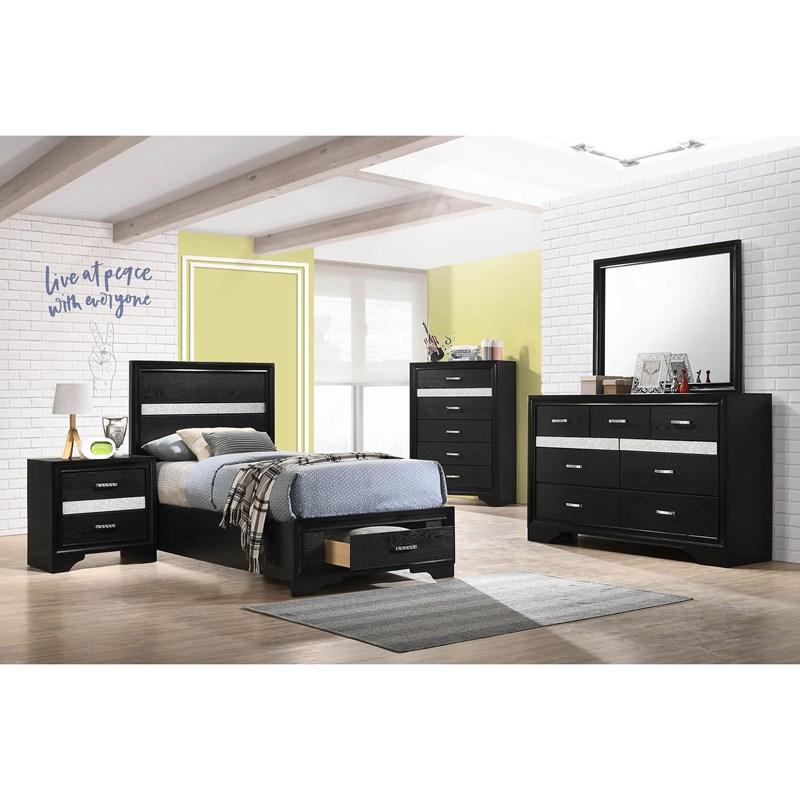 Large Picture of Coaster Furniture Miranda 206361T 51-inch Wood Twin Storage Panel Bed - Black