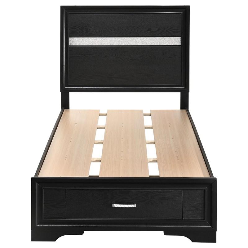 Large Picture of Coaster Furniture Miranda 206361T 51-inch Wood Twin Storage Panel Bed - Black