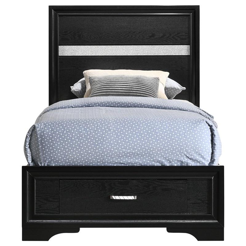 Large Picture of Coaster Furniture Miranda 206361T 51-inch Wood Twin Storage Panel Bed - Black