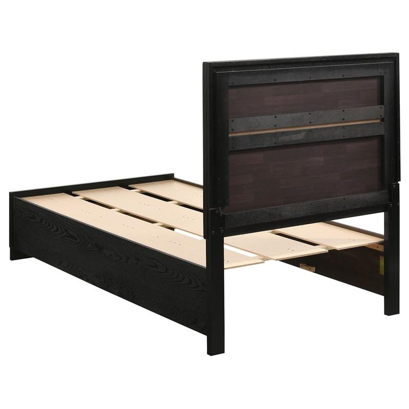 Large Picture of Coaster Furniture Miranda 206361T 51-inch Wood Twin Storage Panel Bed - Black