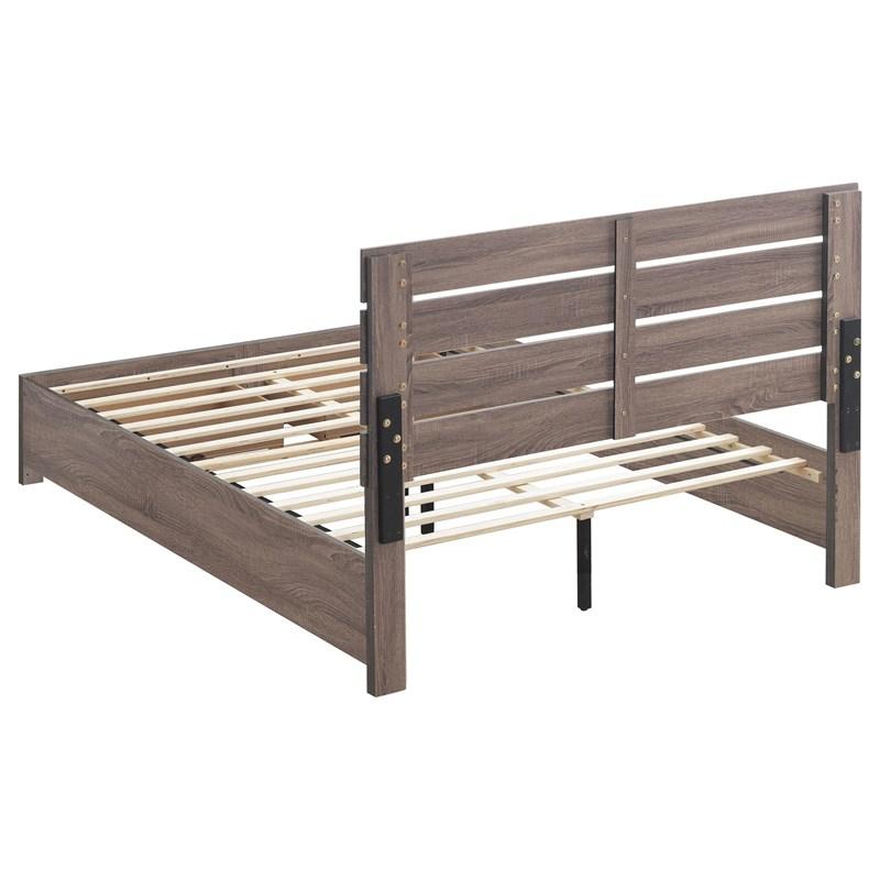 Large Picture of Coaster Furniture Brantford 207040Q Wood Queen Storage Panel Bed - Barrel Oak