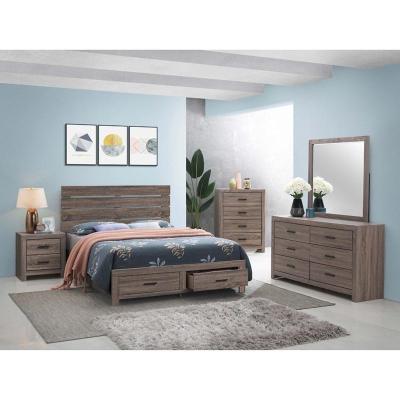 Large Picture of Coaster Furniture Brantford 207040Q Wood Queen Storage Panel Bed - Barrel Oak