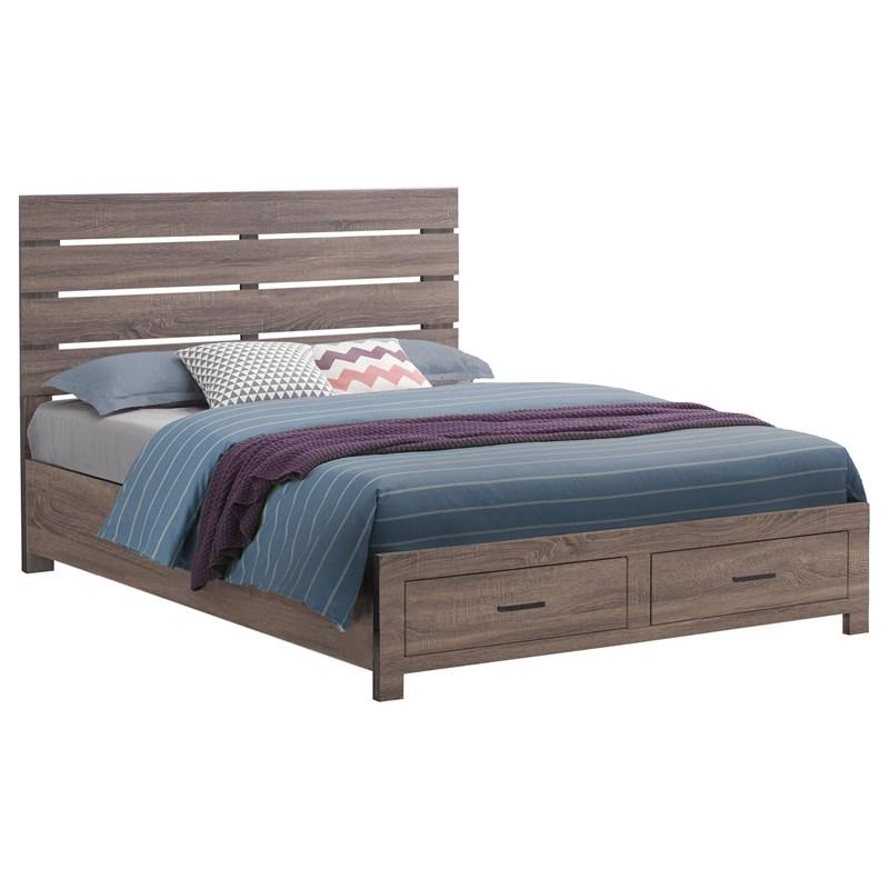 Large Picture of Coaster Furniture Brantford 207040KE Wood Eastern King Storage Panel Bed - Barrel Oak