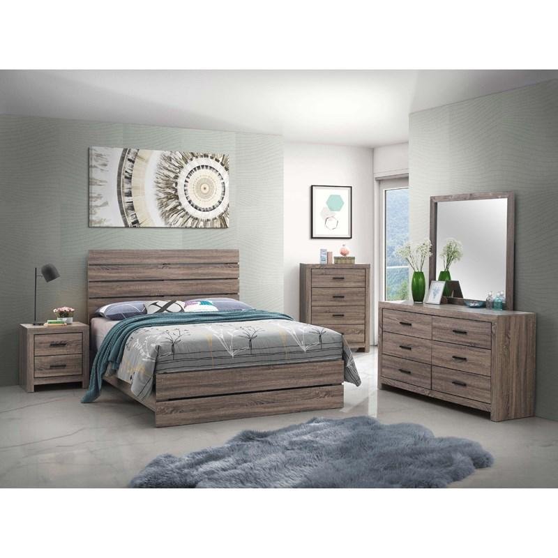 Large Picture of Coaster Furniture Brantford 207041Q Wood Queen Panel Bed - Barrel Oak