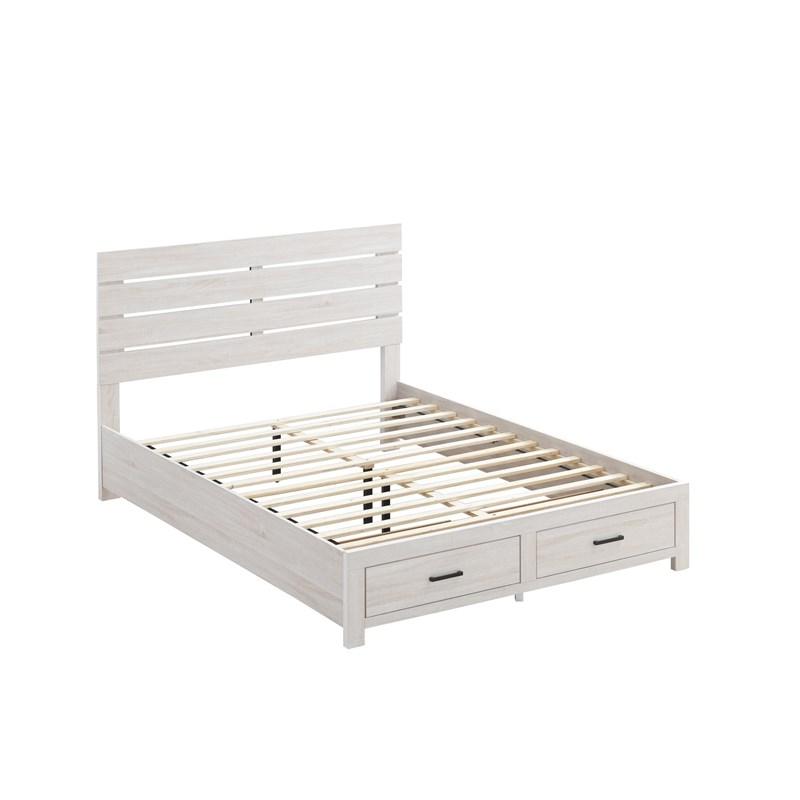 Large Picture of Coaster Furniture Brantford 207050Q Wood Queen Storage Panel Bed - Coastal White