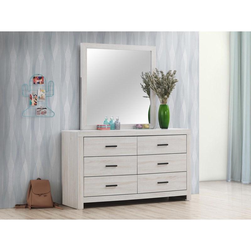 Large Picture of Coaster Furniture Brantford 207054 Dresser Mirror - Coastal White