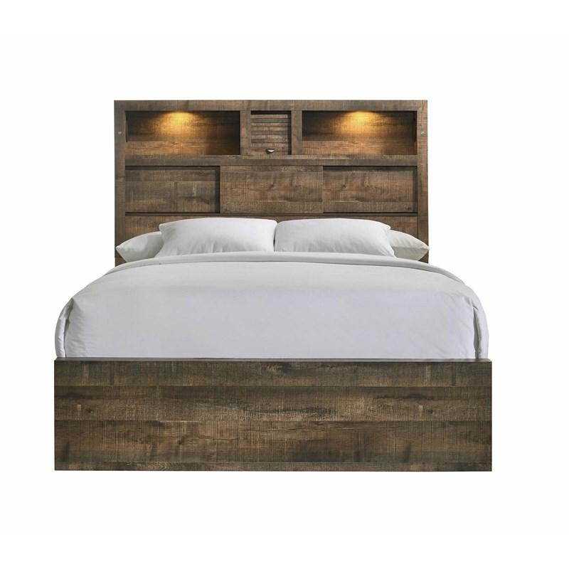 Large Picture of Elements International Bailey BY520KB King Bookcase Bed with Bluetooth