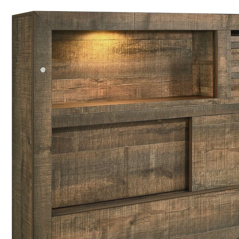 Large Picture of Elements International Bailey BY520QB Queen Bookcase Bed with Bluetooth