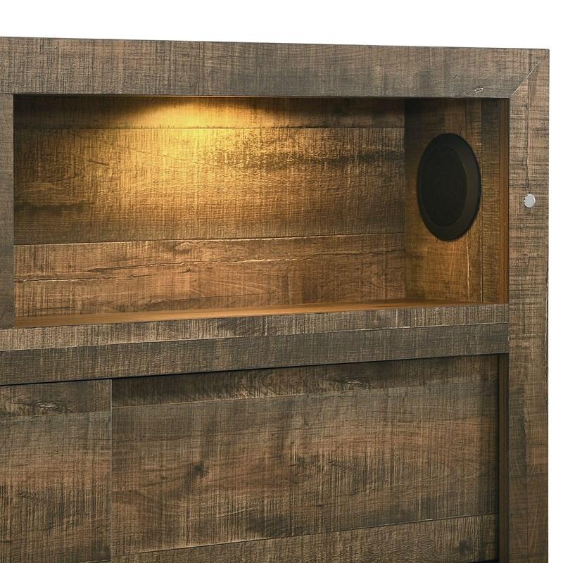 Large Picture of Elements International Bailey BY520QB Queen Bookcase Bed with Bluetooth