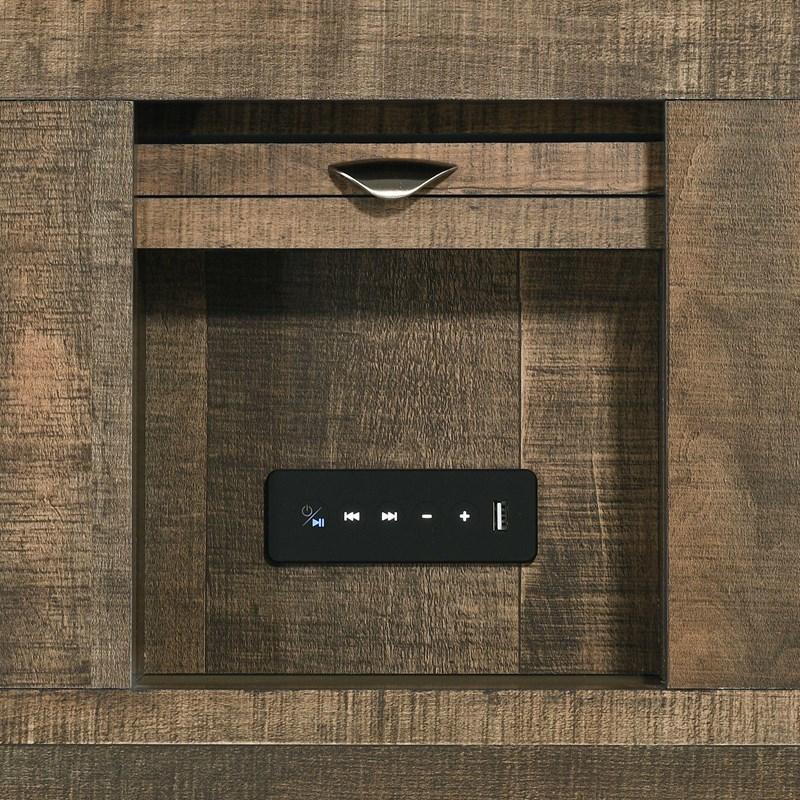 Large Picture of Elements International Bailey BY520QB Queen Bookcase Bed with Bluetooth