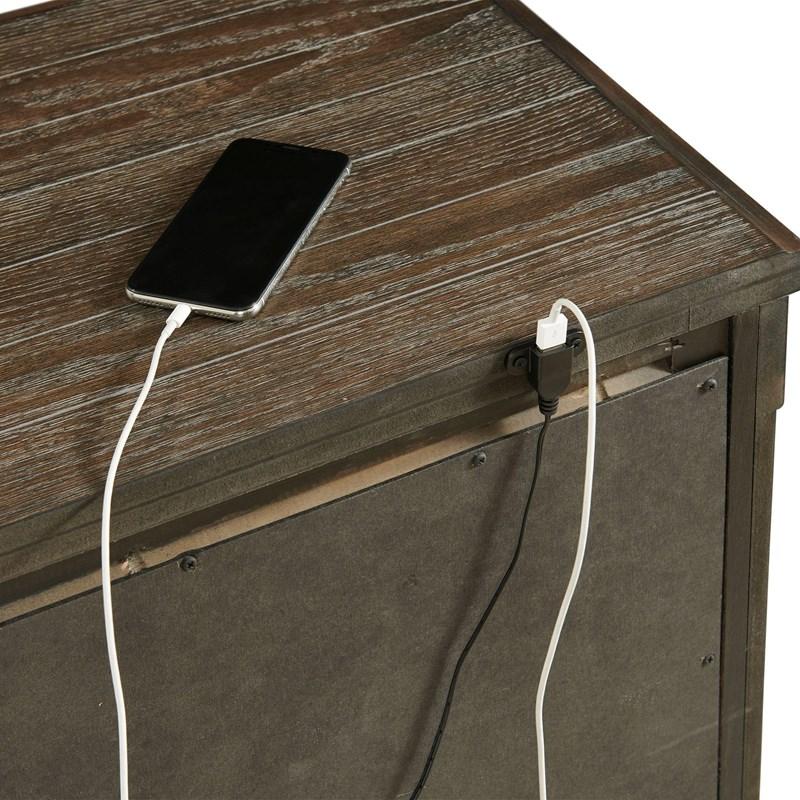 Large Picture of Elements International Scott SC300NS Nightstand with USB Ports - Walnut