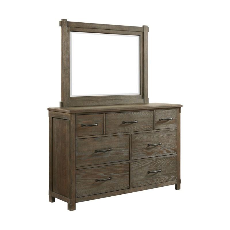 Elements International Scott SC300DRMR Dresser with Mirror Set - Walnut