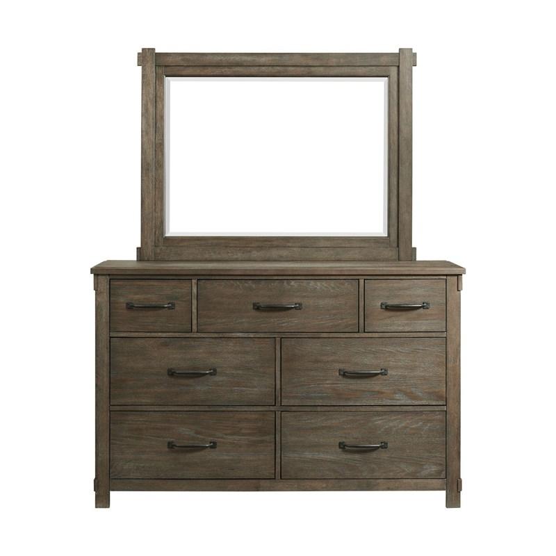 Large Picture of Elements International Scott SC300DRMR Dresser with Mirror Set - Walnut