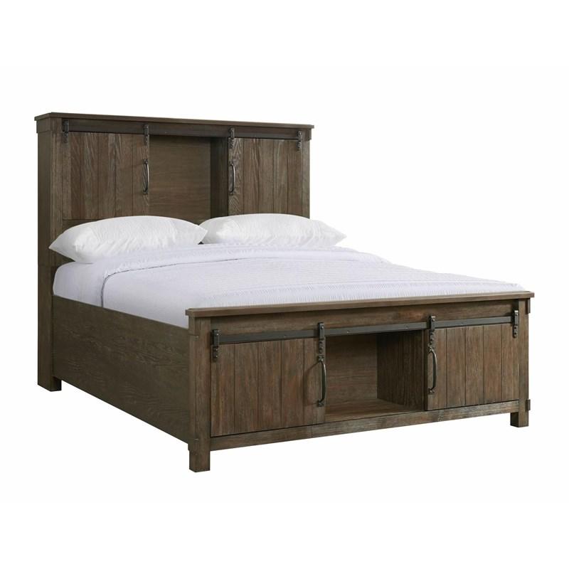 Elements International Scott SC370QB Queen Platform Storage Bed - Walnut