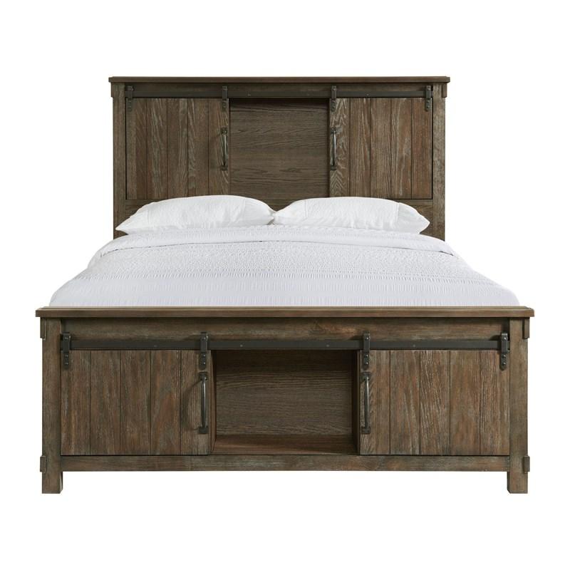 Large Picture of Elements International Scott SC370QB Queen Platform Storage Bed - Walnut