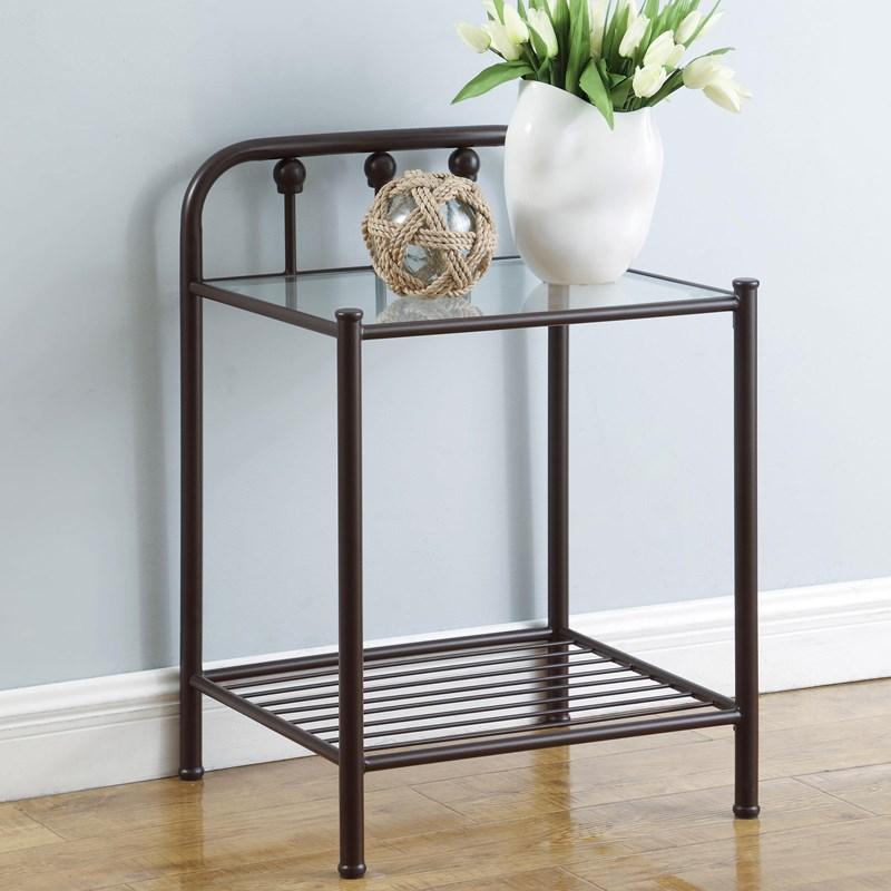 Large Picture of Coaster Furniture Livingston 301392 Metal 1-shelf Nightstand - Dark Bronze