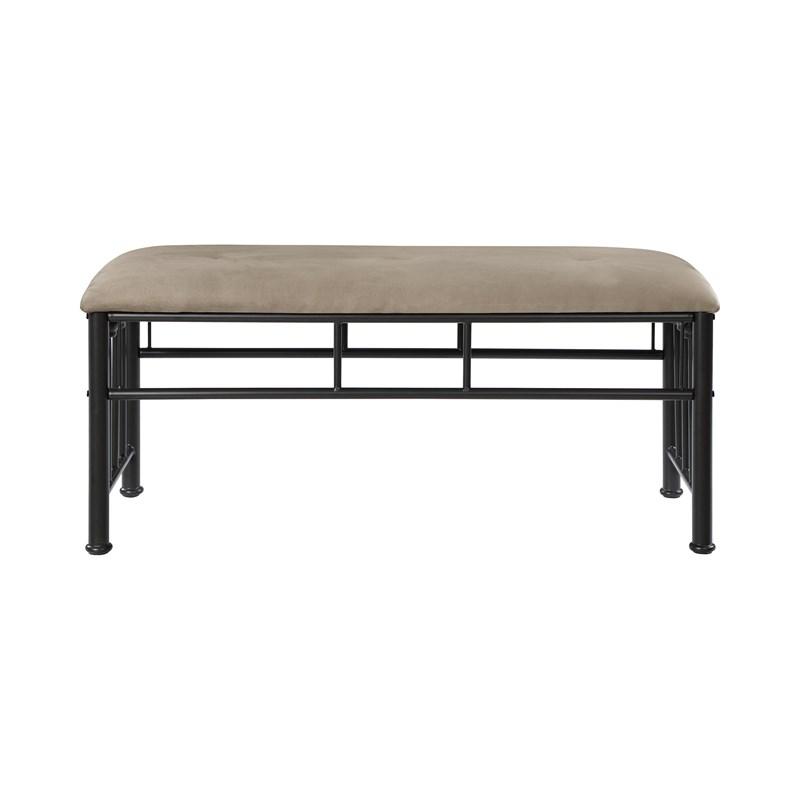 Large Picture of Coaster Furniture Livingston 301396 Microfiber Upholstered Bench - Brown and Bronze