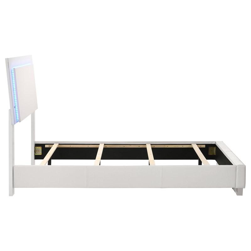 Large Picture of Coaster Furniture Felicity 203500T Wood Twin LED Panel Bed - White High Gloss