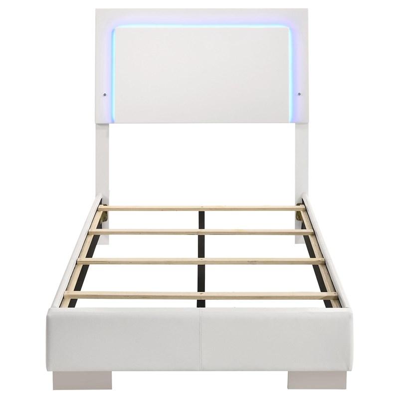 Large Picture of Coaster Furniture Felicity 203500T Wood Twin LED Panel Bed - White High Gloss