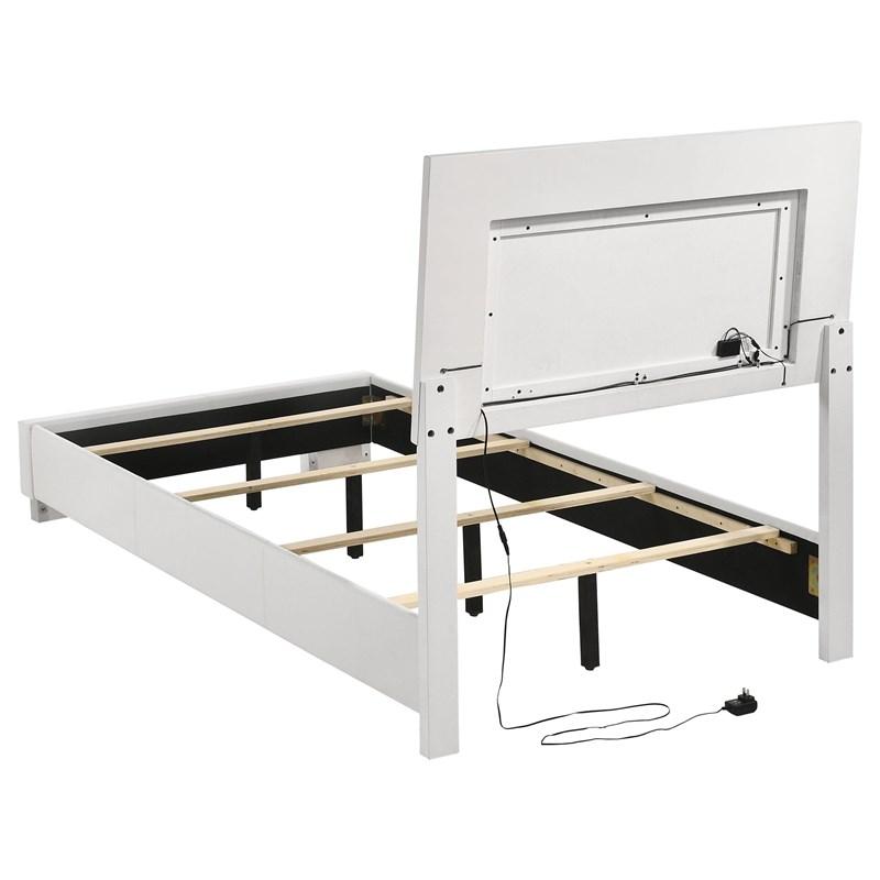 Large Picture of Coaster Furniture Felicity 203500T Wood Twin LED Panel Bed - White High Gloss