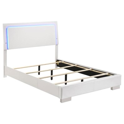 Coaster Furniture Felicity 203500F Wood Full LED Panel Bed - White High Gloss