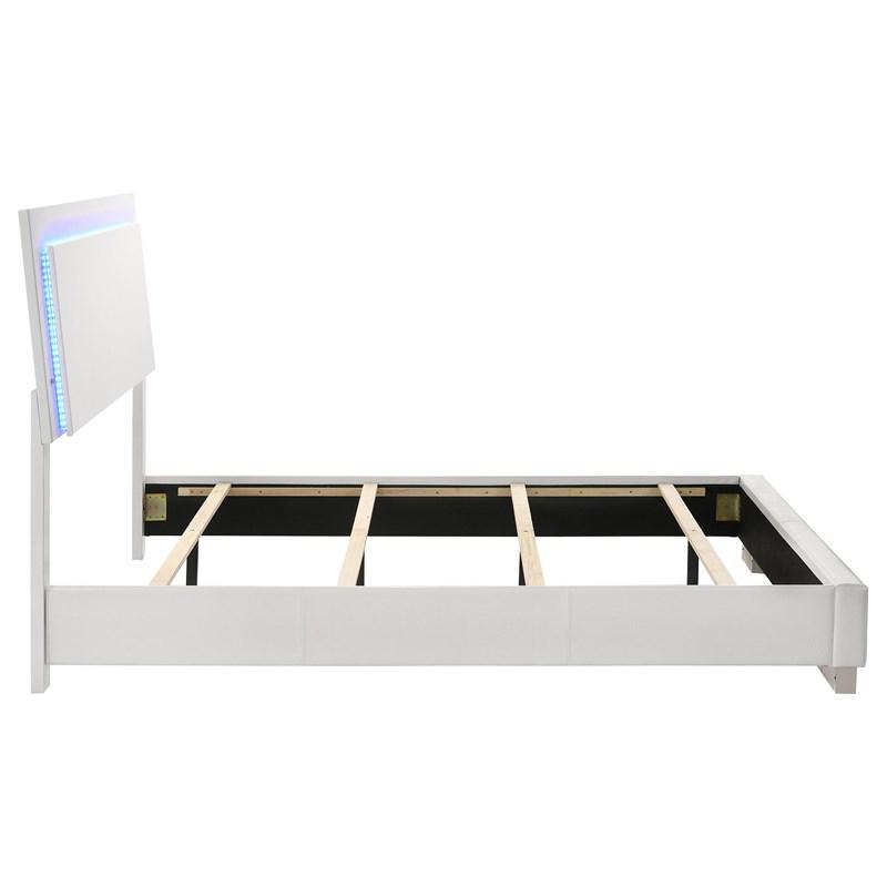 Large Picture of Coaster Furniture Felicity 203500F Wood Full LED Panel Bed - White High Gloss