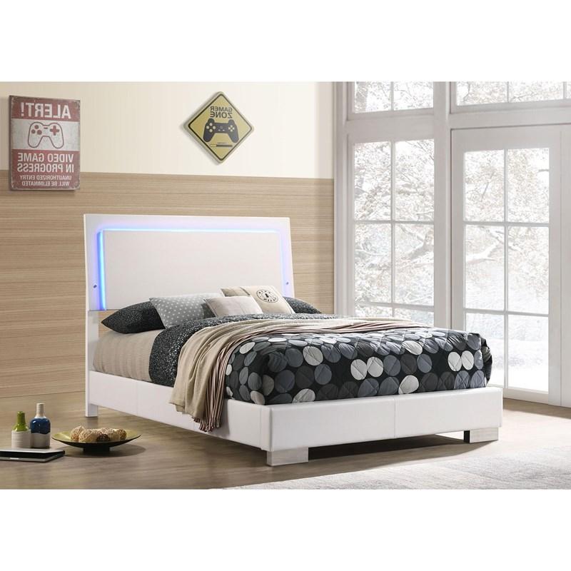 Large Picture of Coaster Furniture Felicity 203500F Wood Full LED Panel Bed - White High Gloss