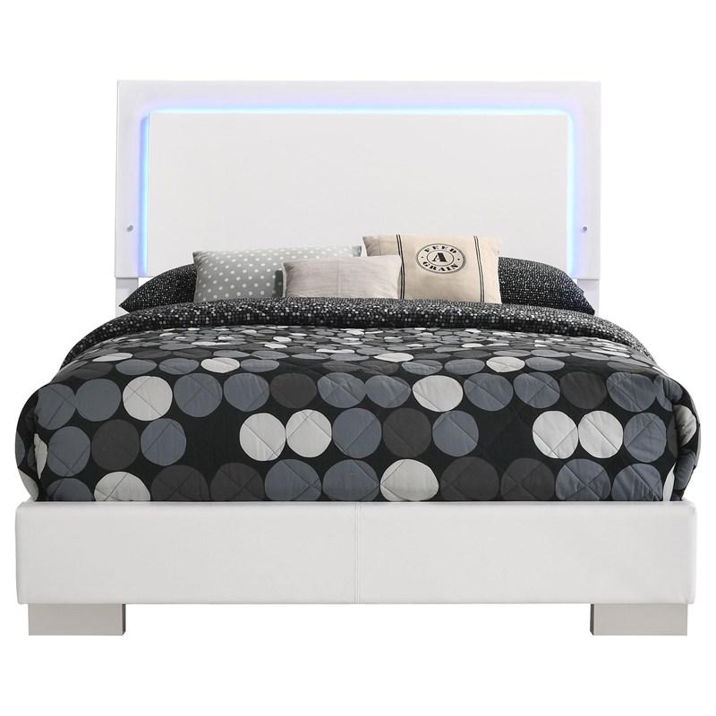 Large Picture of Coaster Furniture Felicity 203500F Wood Full LED Panel Bed - White High Gloss