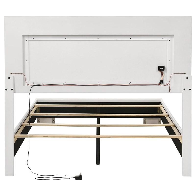Large Picture of Coaster Furniture Felicity 203500F Wood Full LED Panel Bed - White High Gloss