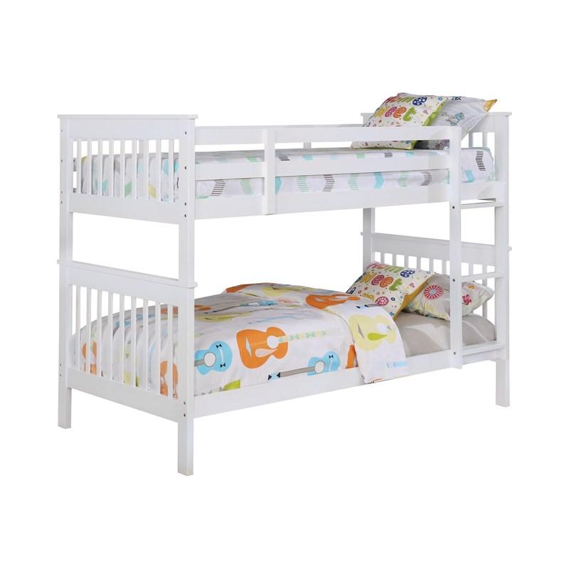 Large Picture of Coaster Furniture Chapman 460244N Wood Twin Over Twin Bunk Bed - White
