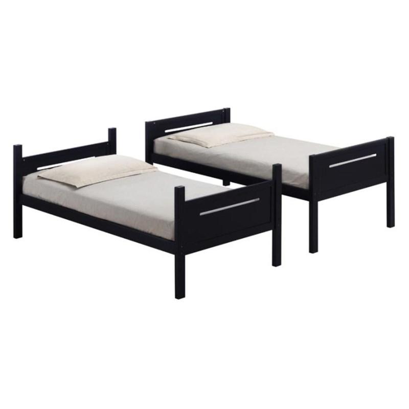 Large Picture of Coaster Furniture Littleton 405051BLK Wood Twin Over Twin Bunk Bed - Black