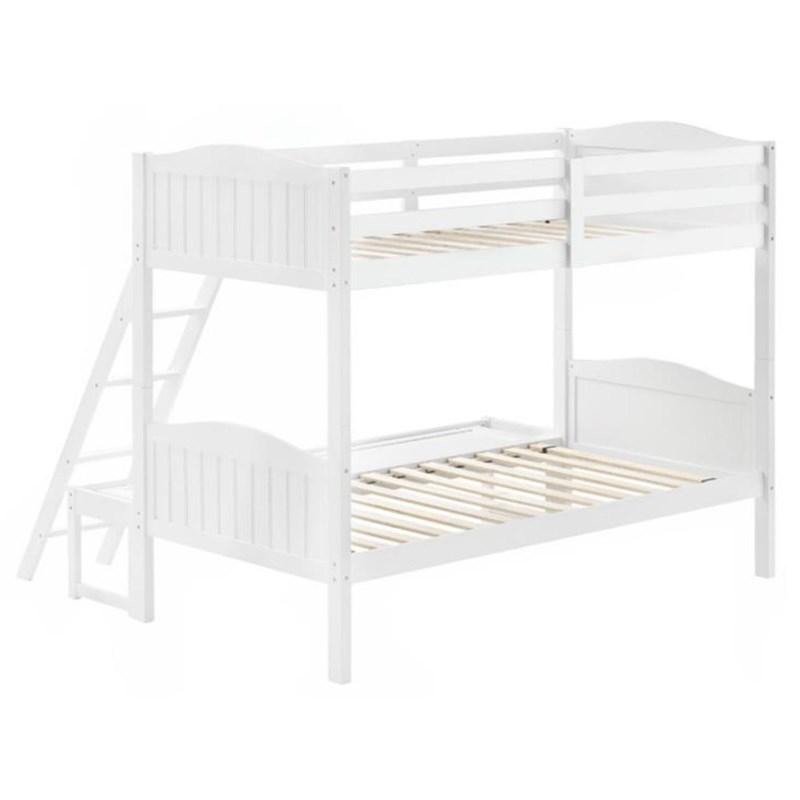 Large Picture of Coaster Furniture Littletown 405054WHT Twin over Full Bunk Bed