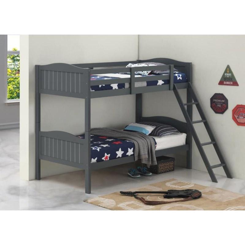 Large Picture of Coaster Furniture Littletown 405053GRY Twin over Twin Bunk Bed