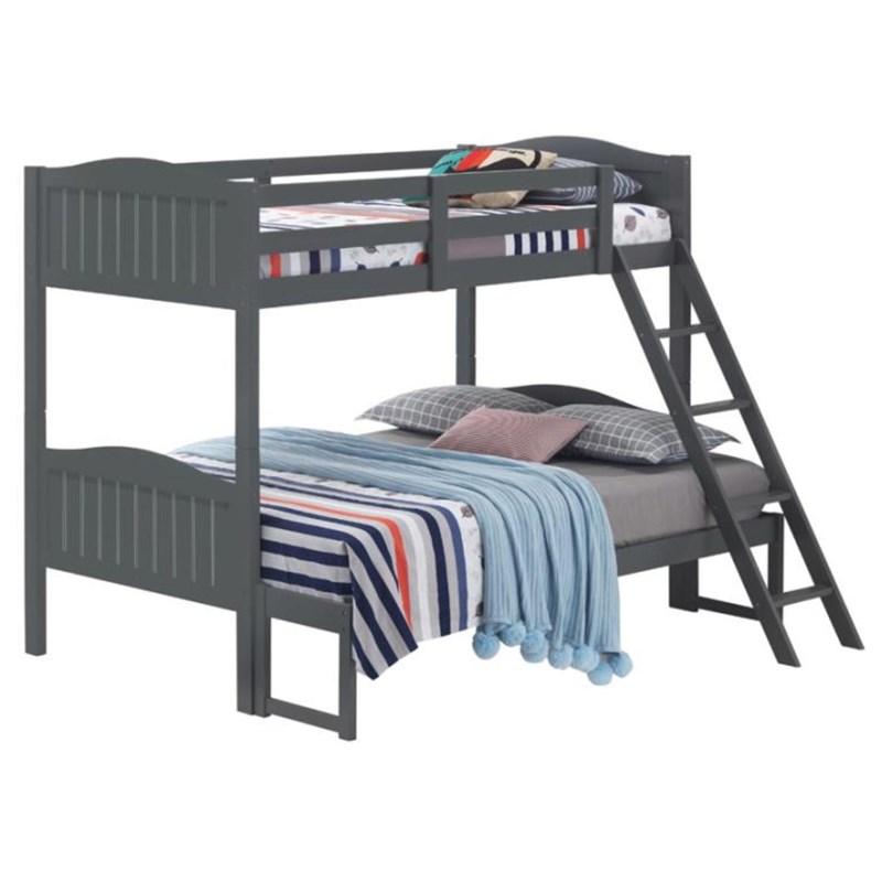 Large Picture of Coaster Furniture Littletown 405054GRY Twin over Full Bunk Bed